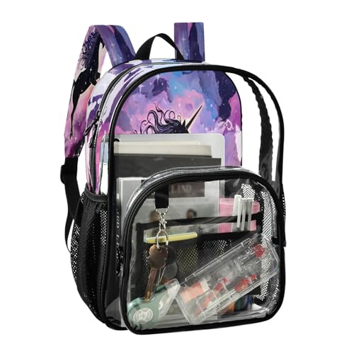 Galaxy Horse Clear Backpack - Stadium Approved Large 15.7-inch Waterproof Transparent Bag for Sports, Concerts, Work, Travel#562