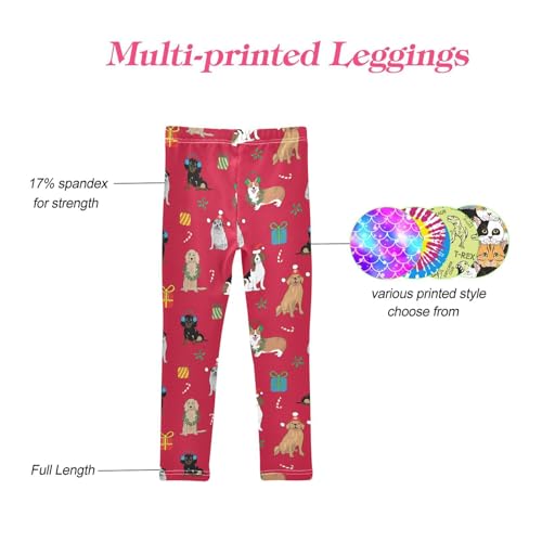CaTaKu Girls Leggings Christmas Dog Breeds Leggings for Girls Kids Athletic Workout Yoga Pants Size 4-10T4