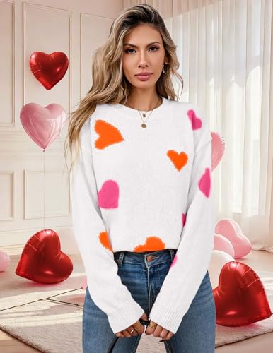 Image of Libsorge Womens Valentine Heart Sweater 2026 Valentines Day Trendy Cute Oversized Long Sleeve Pullover Sweaters