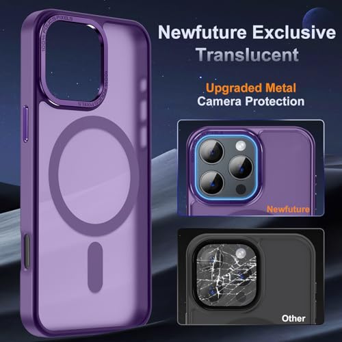 Newfuture Designed for iPhone 16 Pro Case with Magnetic [13 FT Military Drop Protection] [Compatible with Magsafe] Slim Translucent Matte Shockproof with Anti-Fingerprint Phone Case,Deep Purple — view 4