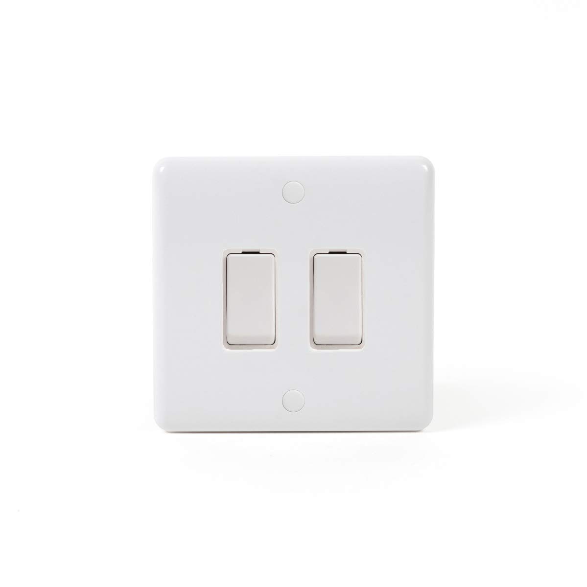 Lieber White Silk 2 Gang Intermediate & 2 Way Switch - Curved Edge