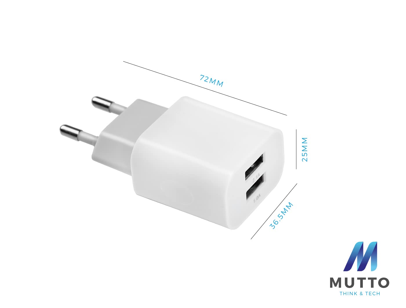 MUTTO Caricatore USB Multiplo 3 in 1 da Viaggio Universale, Caricatore per iPhone, Caricabatterie USB C e carica micro USB, adattatore presa + cavo di ricarica universale 3 in 1