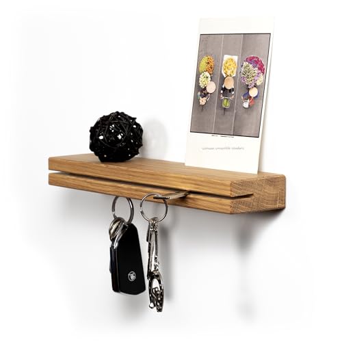 WOODS Schlüsselbrett mit Ablage Holz Eiche in 30cm mit Magnet und...