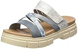 Rieker Damen V5356 Pantolette, blau, 37 EU