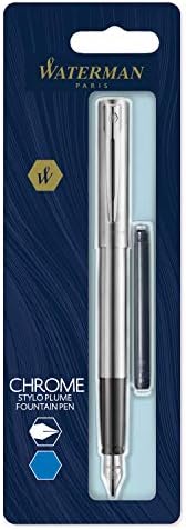 Waterman Allure Fountain Pen | Stainless Steel | Fine Nib | Blue Ink