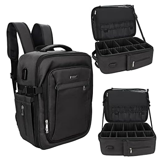 Relavel Makeup Backpack Large Makeup Case for Makeup Artist Cosmetic Storage Organizer for Women Waterproof Travel Bag Black