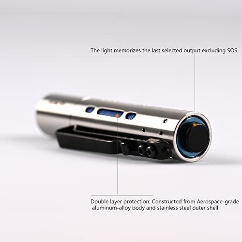 Acebeam Rider Rx Led Flashlight Rechargeable, 650 High Lumens Mini Flashlight, Stainless Steel Edc Aa Flashlight, Super Bright Small Flashlight, High Cri Pocket Flash Light For Outdoor Camping(Silver) #TOP3