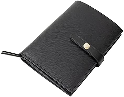 Amazon Malta 二つ折り財布 レディース L字ファスナー 折りたたみ 財布 牛革 レザー 大容量 カードケース 小銭入れ ベルトホック留め ボタン ブラック Black 財布