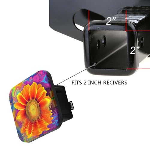 Swono Sunflower Tow Hitch Covers Bright Reflection Wave Colorful Sunflowers Sturdy Rubber Hitch Cover 2 Inch Trailer Hitch Cover Plug Cap Insert for Most Trucks SUV RV and Cars