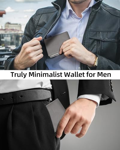 Image of Wallet with Tracker for Men, Works with Apple Find My APP (iOS Only), Air Tag Wallet, Mens Smart Wallets with GPS Tracker,Bifold Leather RFID Blocking, Rechargeable Battery, Gift for Him, Steel Grey