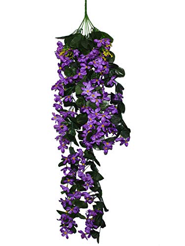Image of Fourwalls Artificial Plastic and Polyester Orchid Floral Bale (100 cm Tall, Green /Purple)