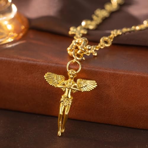 Guardian Angel Pendant Necklace 18K Gold-tone Plating Angel Wings Necklace Dainty Religious Jewelry unisex4