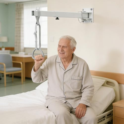 CISSIYOG Bettgalgen mit Trapezgriff, Betttrapez für ältere Menschen, Wandmontierter Bettlift für Behinderte, Ältere und Bettlägerige Patienten, Bettaufrichter bis 80 kg