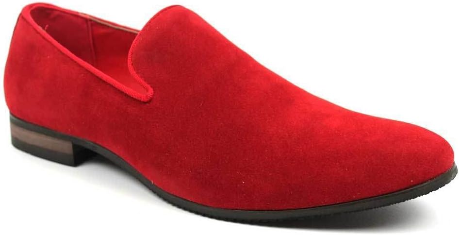 New Men's Suede Slip on Loafers Modern Dress Shoes Azar (12 U.S (D) Medium, RED)