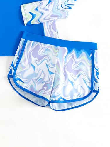 Image of SEGT Girl's Floral Long Sleeve Rash Guard with Bikini Bottom 2 Piece Swimsuit Set
