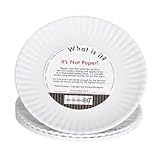 'What Is It?' Reusable White Salad or Dessert Plate, 7.5 Inch Melamine, Set of 4