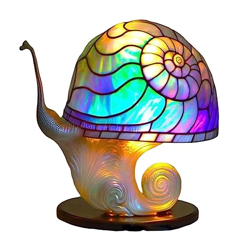 JIACHU Lámpara de mesa de cristal con setas de resina bohemia para dormitorio, sala de estar, decoración del hogar, oficina, regalo