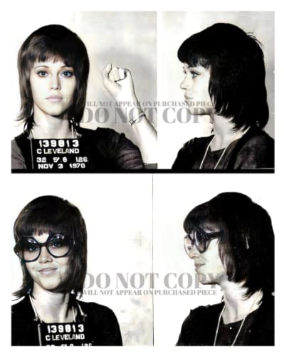 Affiche d'Art Jane Fonda Mugshot 28 x 35 cm - Photo Rare Célèbre Arrestation 1970
