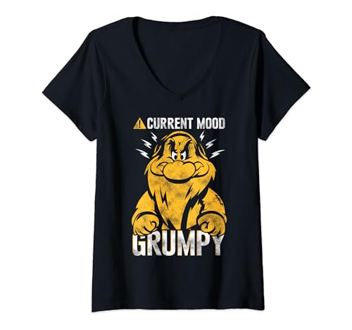 T-shirt Disney Blanche-Neige Grumpy col V avec impression portrait durable pour femme