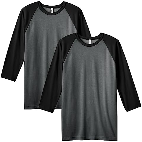 American Apparel CVC Raglan T-Shirt, Style G2003CVC, Heather Charcoal/Black (2-Pack) Cover