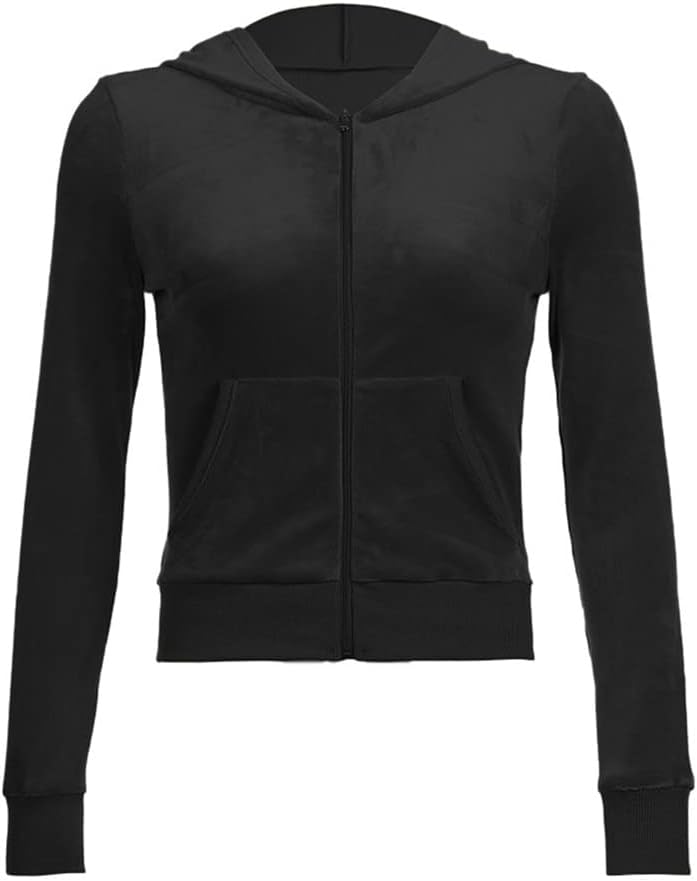 Women's 2 Piece Velour Tracksuit Set Heart Print Long Sleeve Zipper Hoodie Cropped Jacket and Sweatpants Y2K Sweatsuit Set - Image 3