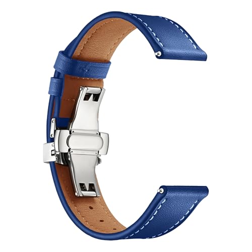 Image of ACM Watch Strap 20mm compatible with Compaq Q Watch Smartwatch | Luxury Leather Clasp Lock Belt Band