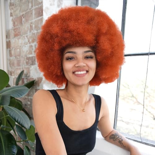 Postiche afro bouclée courte thermo-résistante couleur rouge brun - 5