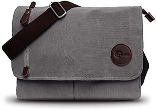 CHEREEKI Messenger Bag, Men's Canvas Shoulder Bag Satchel Bag with Multiple Pockets for Work, School, Traveling and Daily Use (Fits 13.3 inch Laptop)