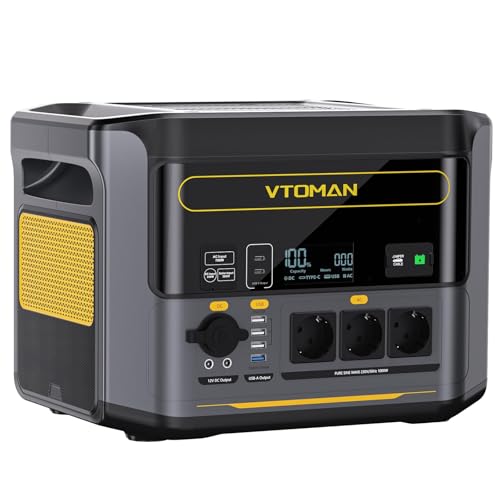 VTOMAN 1000W Estación de Energía Portátil, 828Wh Batería LiFePO4, Ampliable a 2376Wh, Carga Express 0-80% en 1H, CA 2000W Pico Generador Solar, 100W USB-C para Hogar, Camping, Viajes Cortes