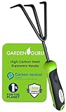 Garden Guru Hand Cultivator Rake Tiller Tool – High Carbon Steel for Ultimate Strength - Rust Resistant – Ergonomic Handle – Great for Gardening Cultivating Loosening Weeding