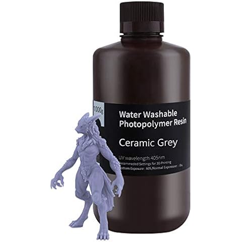 ELEGOO Water Washable 3D Printer Resin, Rapid Resin 405nm LCD UV-Curing Standard Photopolymer Resin for LCD 3D Printer Grey 1000G Cover