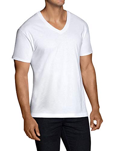 Fruit of the Loom Camiseta masculina gola V Multipack, Branco - Pacote com 12, Small