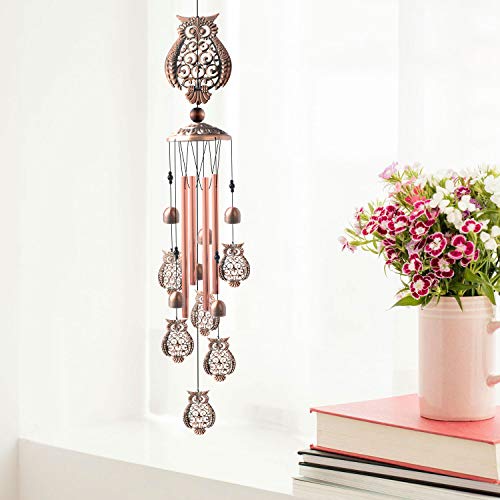 JOBOSI Copper owl Wind Chime, Wind Chimes Outdoor, Owls Gifts for Women, Garden Decor, Yard Decor, owl Memorial Wind Chime, Gifts for Grandma - Thumbnail 4