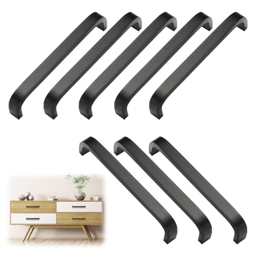 Jisrcha 8 Pièces Poignee de Meuble Cuisine, Poignée Meuble, Espacement des Trous 96 mm Tirettes de Meuble, Stainless Furniture Handles pour Meubles, Cuisines et Décoration D'intérieur (Noir)