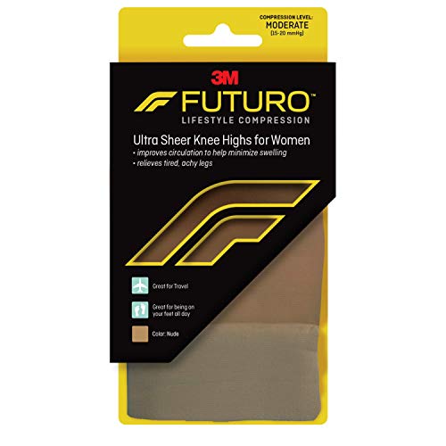 Futuro - 71060EN Knee Highs for Women, Moderate Compression, 15-20 mm/Hg, Helps Improve Circulation to Help Minmize Swelling