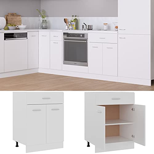 Gecheer Armario Inferior cajón Cocina,Módulos de Cocina,Salón Comedor ​Armario Auxiliar Armario Inferior cajón Cocina Muebles Isla para Cocina aglomerado Blanco 60x46x81,5 cm