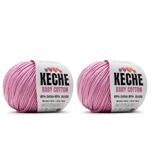 Image of Keche Baby Cotton, 60% Cotton 40% Acrylic Yarn, Soft Cotton Yarn for Crochet and Knitting, Amigurumi Yarn 4 Skeins /Balls [1.76 Oz (50g) / 180 Yrds (165m)] x 2 Lavender