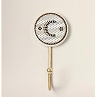 G Decor Pub Black and Gold Tile Monogram Alphabet Initial Hooks (C)