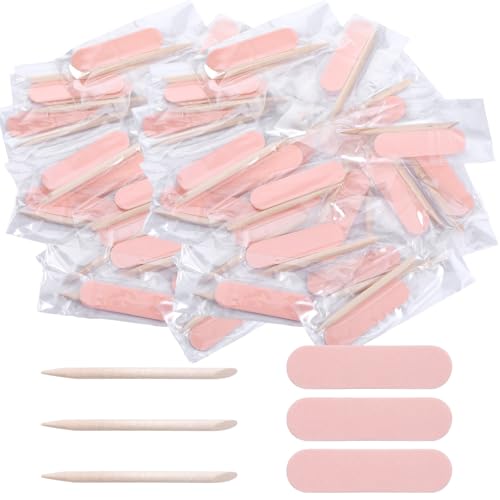 Ajcotahm 20PCS Mini Nail Files Disposable Cuticle Pusher for Press on Nails Double Sided Nail Files Manicure Pedicure Tools