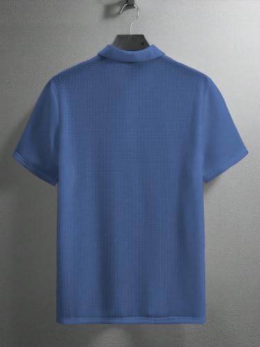 Image of TAGDO Men's Cotton Rich Polo Tshirt | Textured Fabric Casual Collar T Shirt for Men | Half Sleeve Regular Fit Trendy Polo Tee Shirts for Everyday Wear (2029)