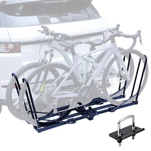 Terriplaze Hitch Mount Bike Rack for 2 Bikes - Folding Bicycle Carrier for Car & SUV, Tool-Free Installation, Foldable Platform Rack,Fit 2' Receiver