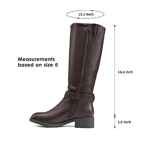 Image of DREAM PAIRS Women's Knee High Riding Boots Comfortable Low Chunky Heel Side Zipper Round Toe Casual Classic Ranching