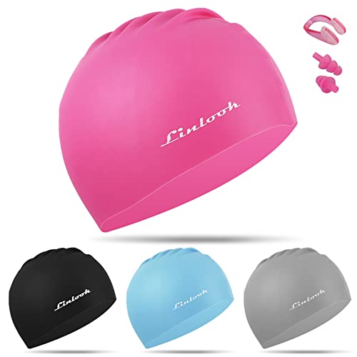 Bonnet de Bain pour Femme - en Silicone Imperméable - Confortable et Extensible - pour Femmes et Filles… Cover