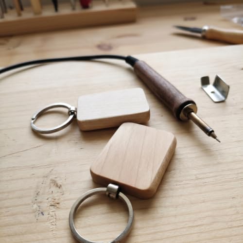 Image of Empty Wooden Keychains, Laser Engravable, Printable & Writable, Pack of 10 Assorted Shapes, 5cm x 3cm