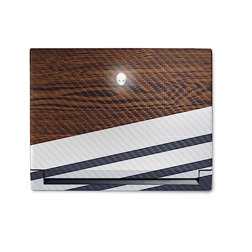 Image of MightySkins Carbon Fiber Skin Compatible with Alienware M18 R1 (2023) Full Wrap Kit - Wood Formal | Protective, Durable Textured Carbon Fiber Finish | Easy to Apply & Change Styles | Made in The USA