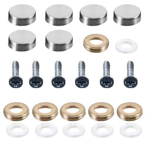 IWOWHERO 24pcs Stainless Steel Mirror Nails Decorative Caps Polished Metal Screws with Countersunk Washer for Furniture Glass Acrylic Hardware Fastening