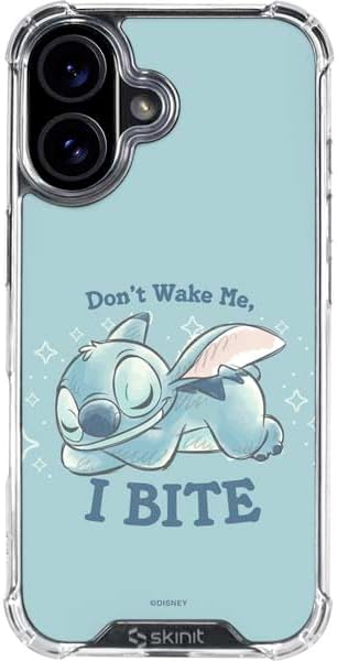 Skinit Clear Phone Case Compatible with iPhone 16 Plus - Officially Licensed Disney Lilo and Stitch Stitch and Angel Design