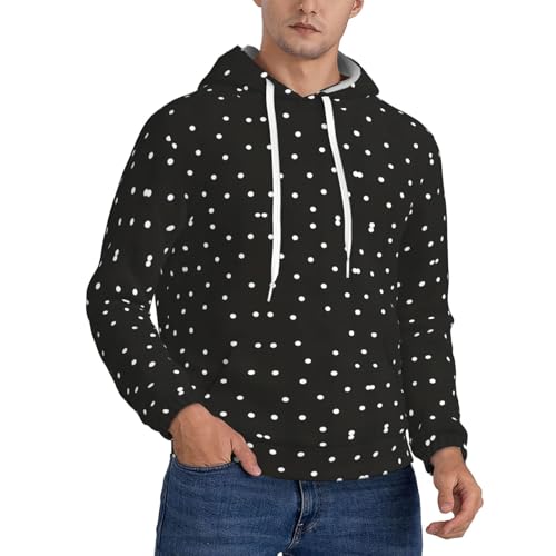 Sweat à capuche unisexe à pois noirs et blancs avec poche kangourou confortable