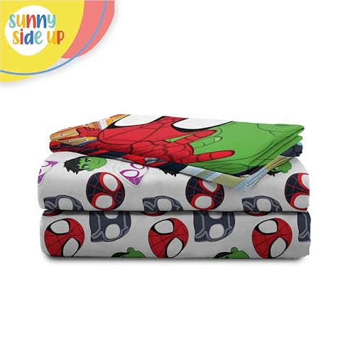 Image of Sunny Side Up Spidey & His Amazing Friends Full Sheet Set - 4 Piece Kids Bedding Set Includes Pillow Cover - Super Soft Superhero Microfiber Sheets Features Miles Morales & Ghost Spider