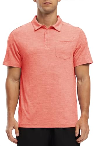 Image of Rdruko Men's Polo Shirts Short Sleeve Quick Dry Outdoor Golf Sports Shirts with Pocket